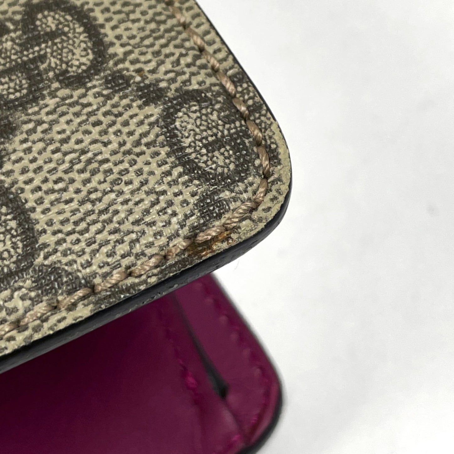 Gucci Brown Pink Red Color Coated Canvas Leather Handbag Shoulder Bag ( )