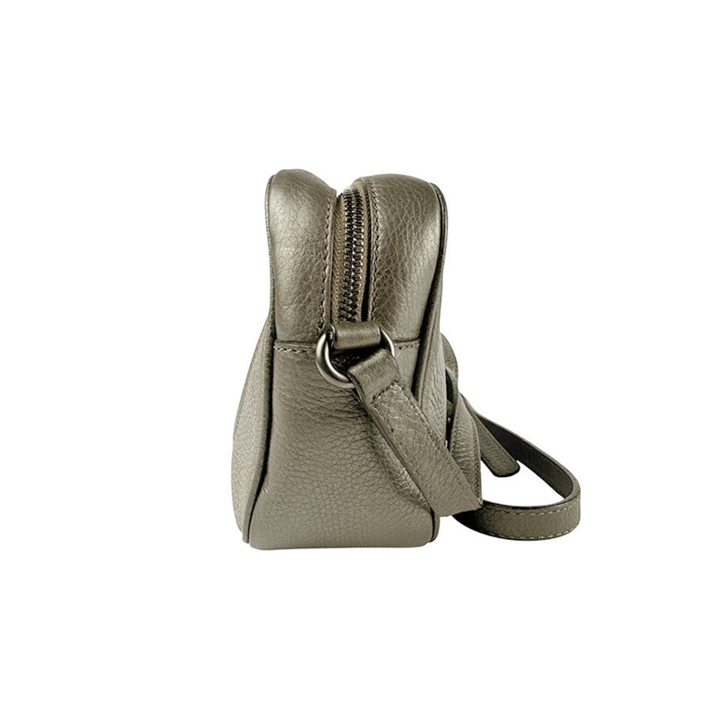 Gucci Gold Gray Khaki Leather Shoulder Bag ( )