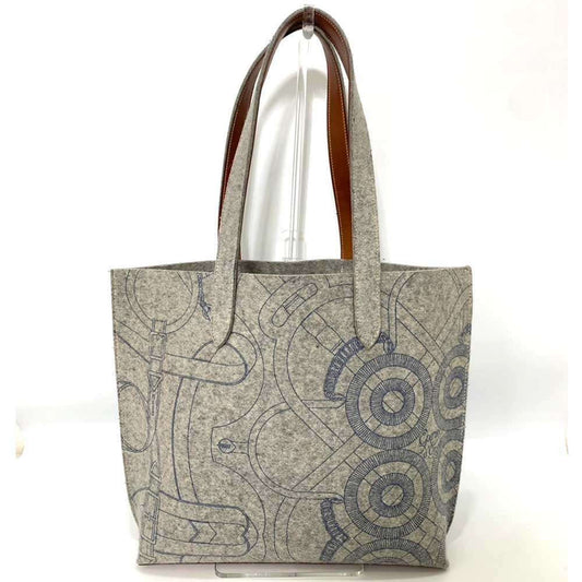 Hermes Karimi Gray Felt Leather Tote Bag ( )