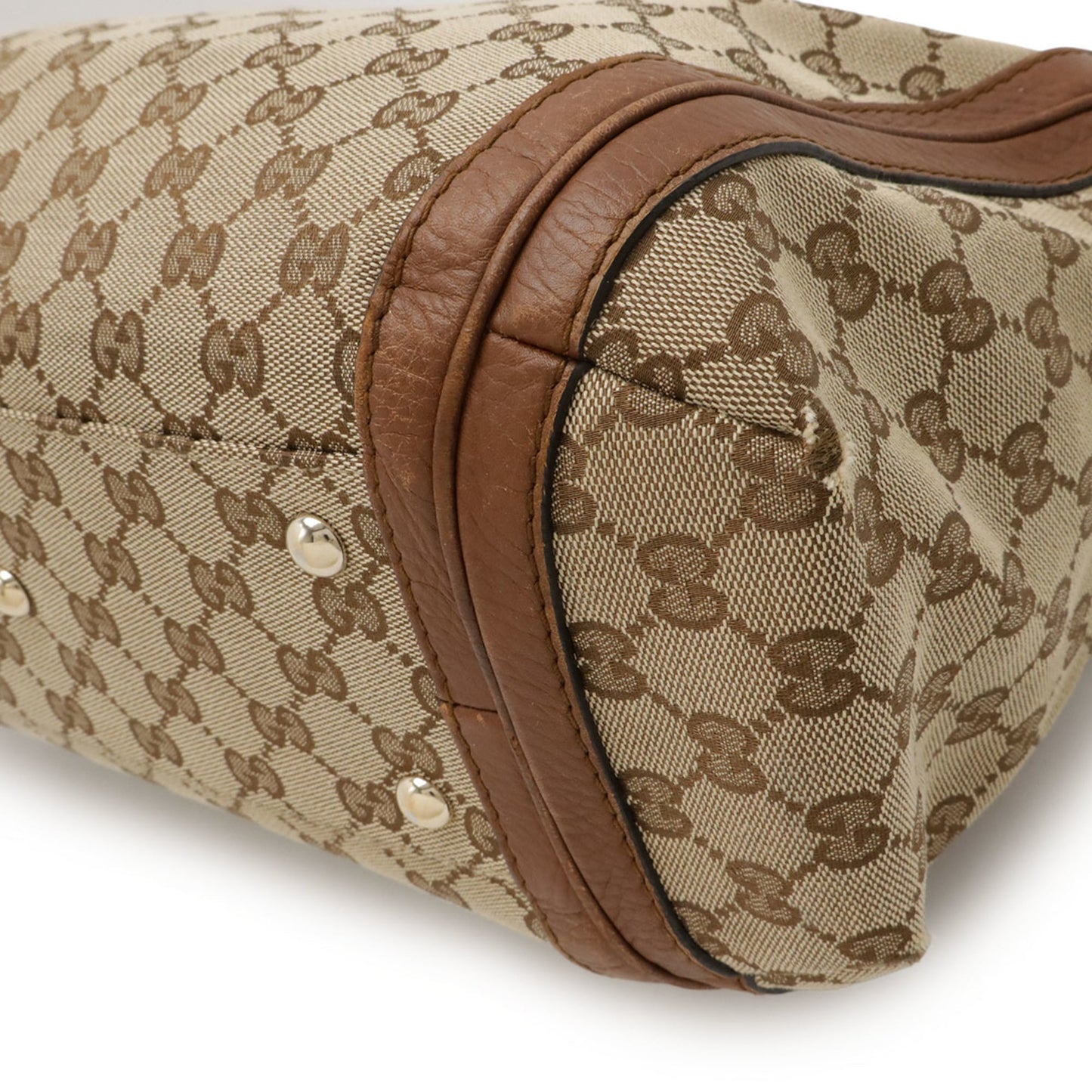 Gucci Gg Canvas Beige Brown Khaki Canvas Leather Shoulder Bag ( )