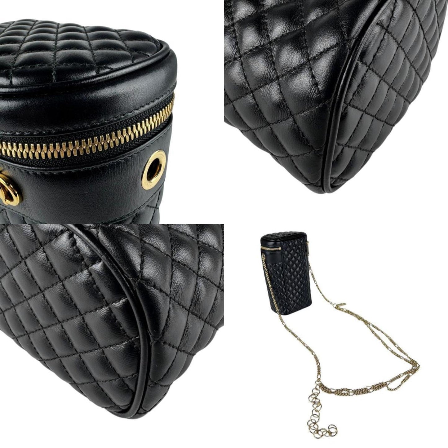 Gucci Black Gold Leather Metal Shoulder Bag ( )