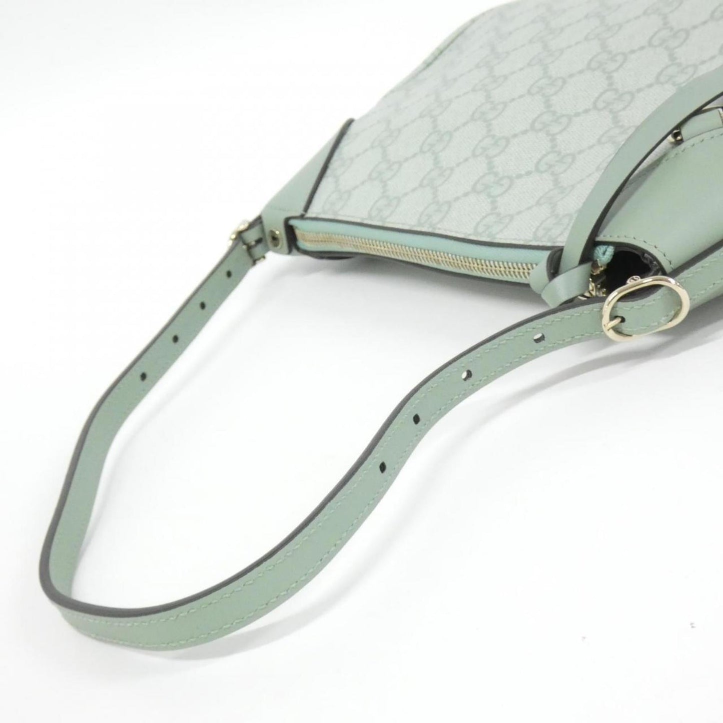 Gucci Green Light Green Coated Canvas Leather Shoulder Bag ( )