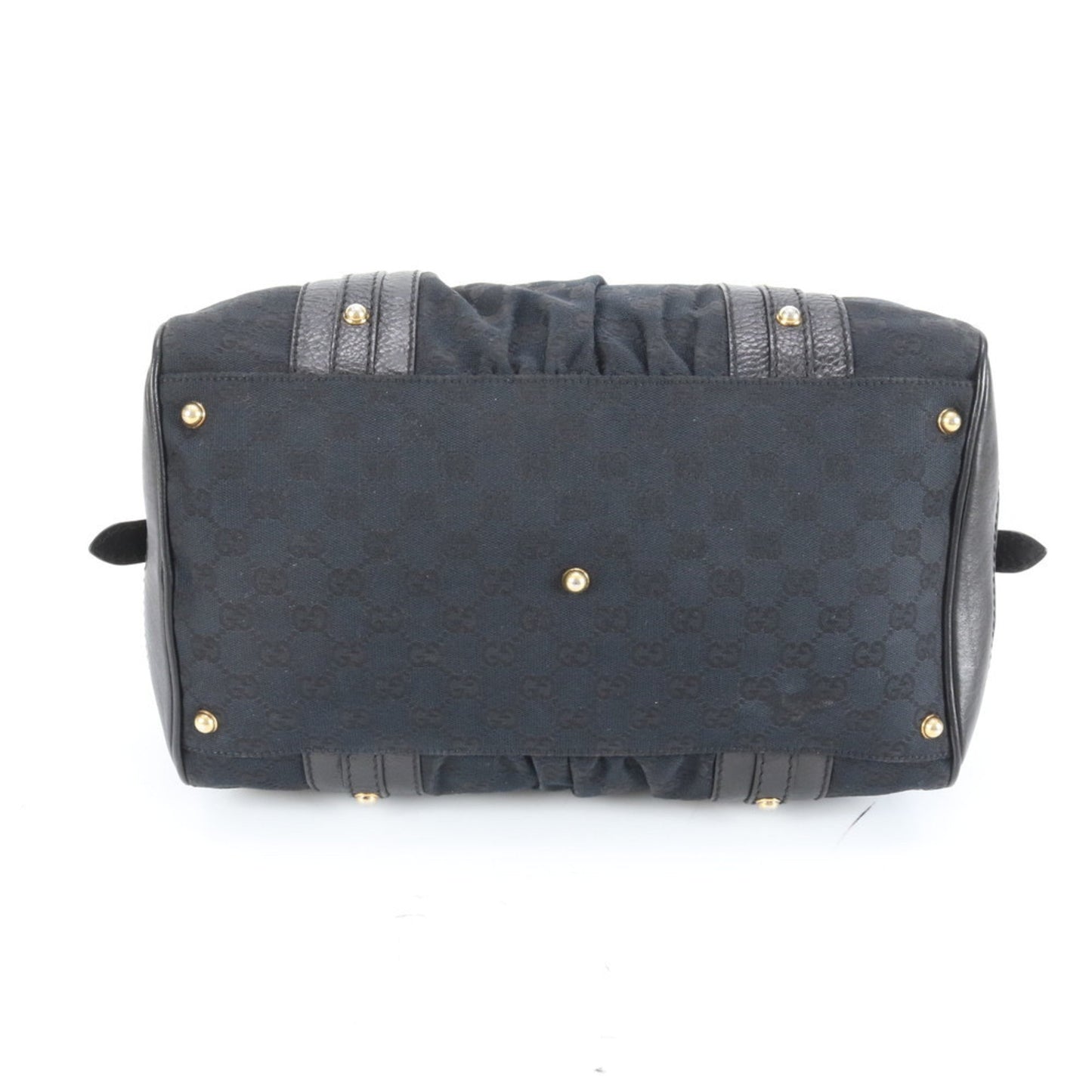 Gucci Black Leather Canvas Tote Bag ( )