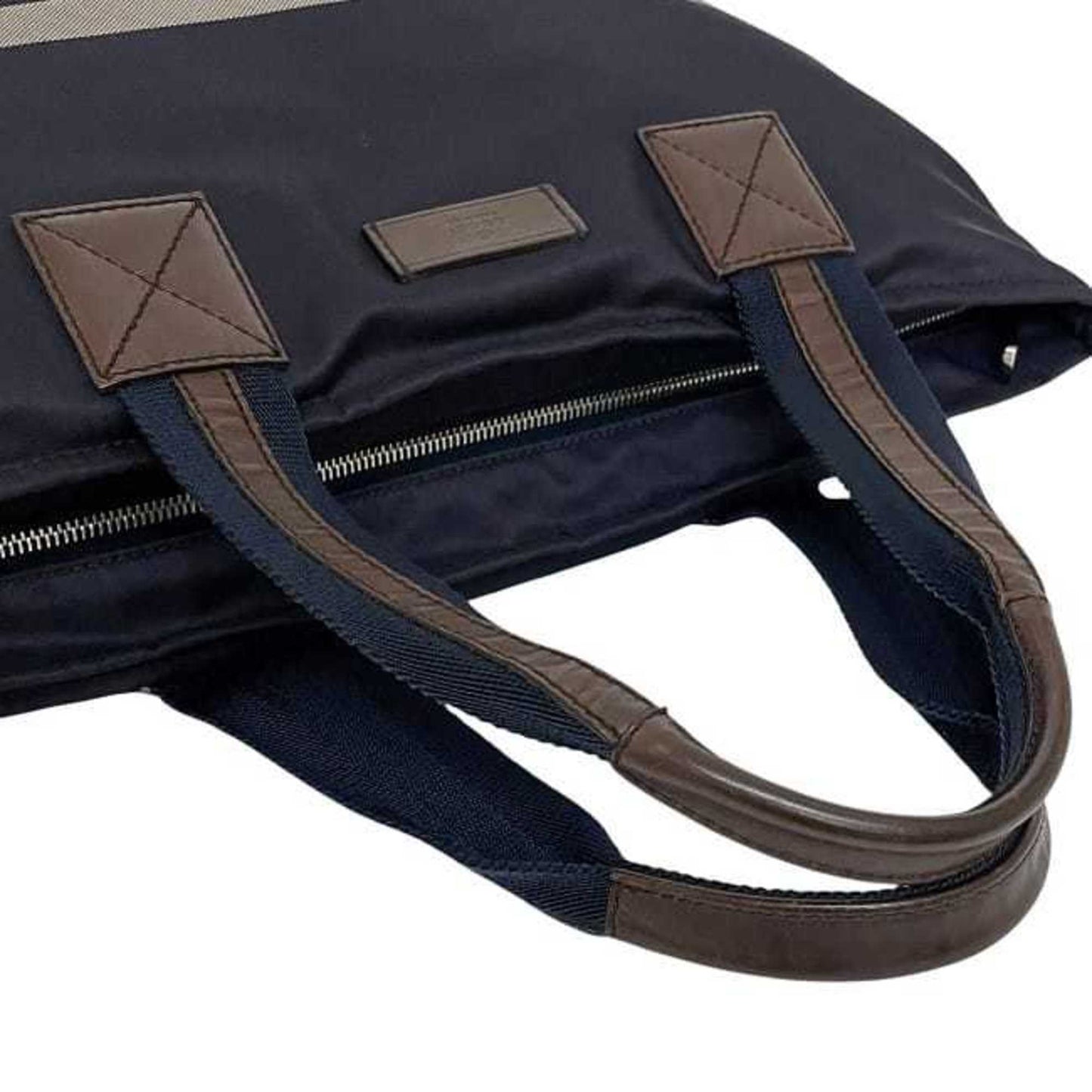 Gucci Navy Nylon Leather Tote Bag ( )