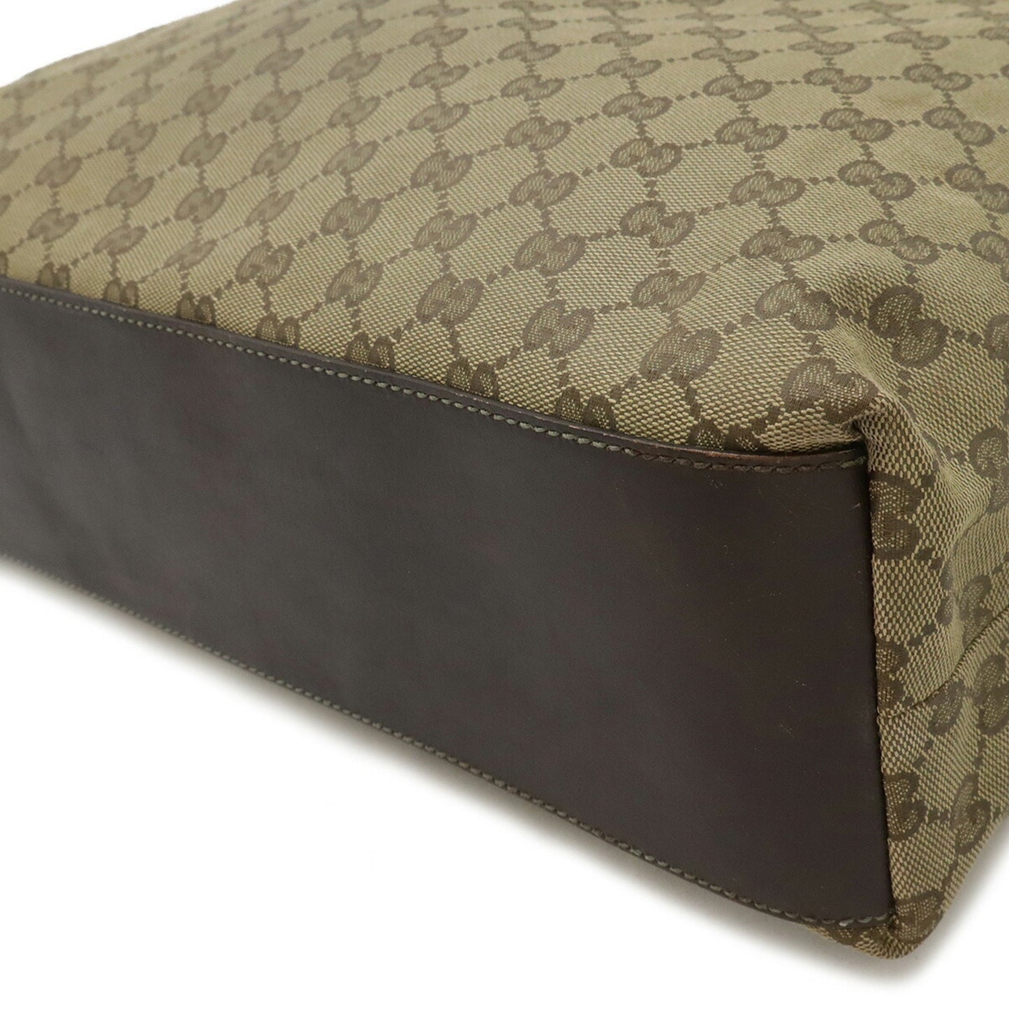 Gucci Gg Canvas Beige Dark Brown Green Khaki Gg Canvas Tote Bag ( )