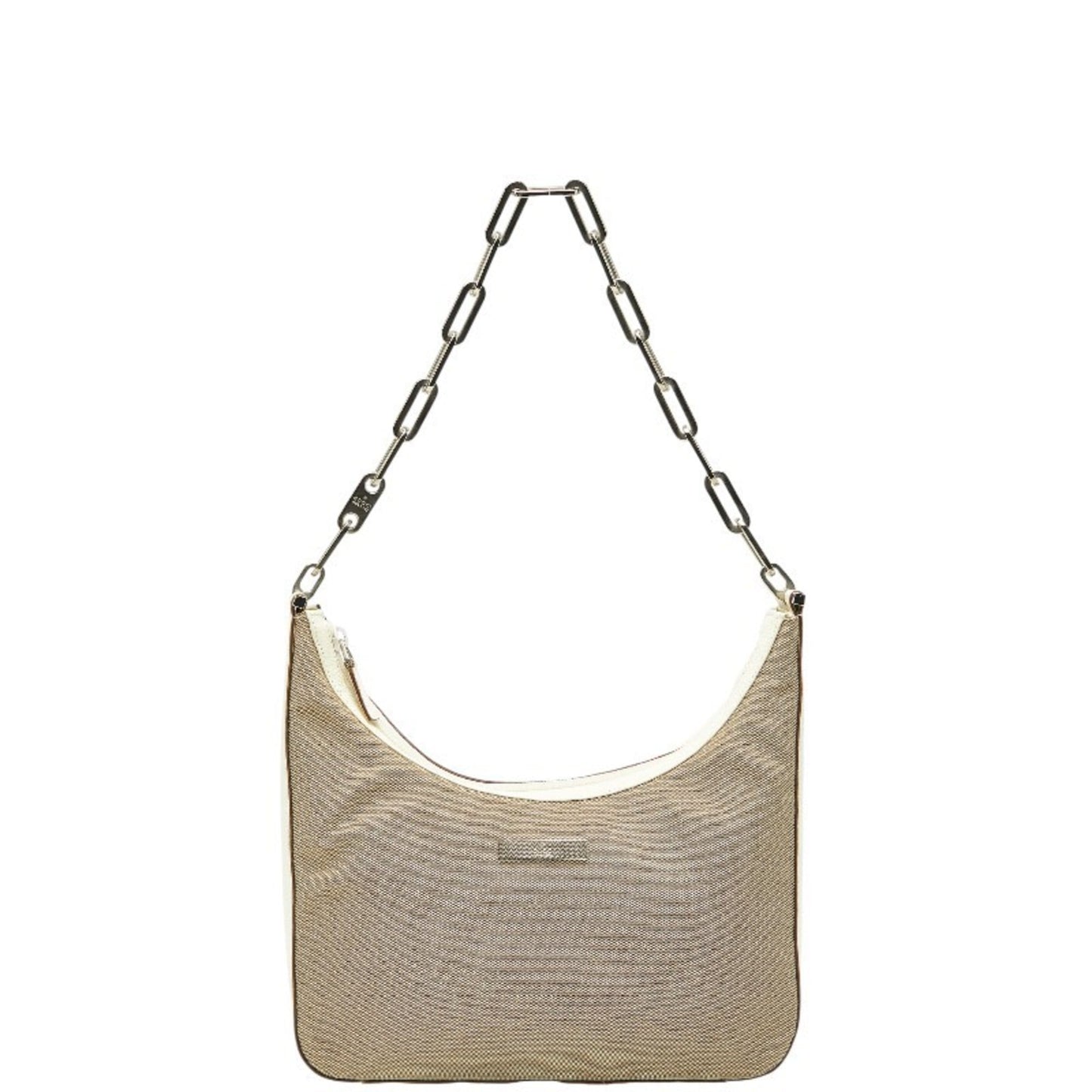 Gucci Beige White Canvas Leather Shoulder Bag ( )