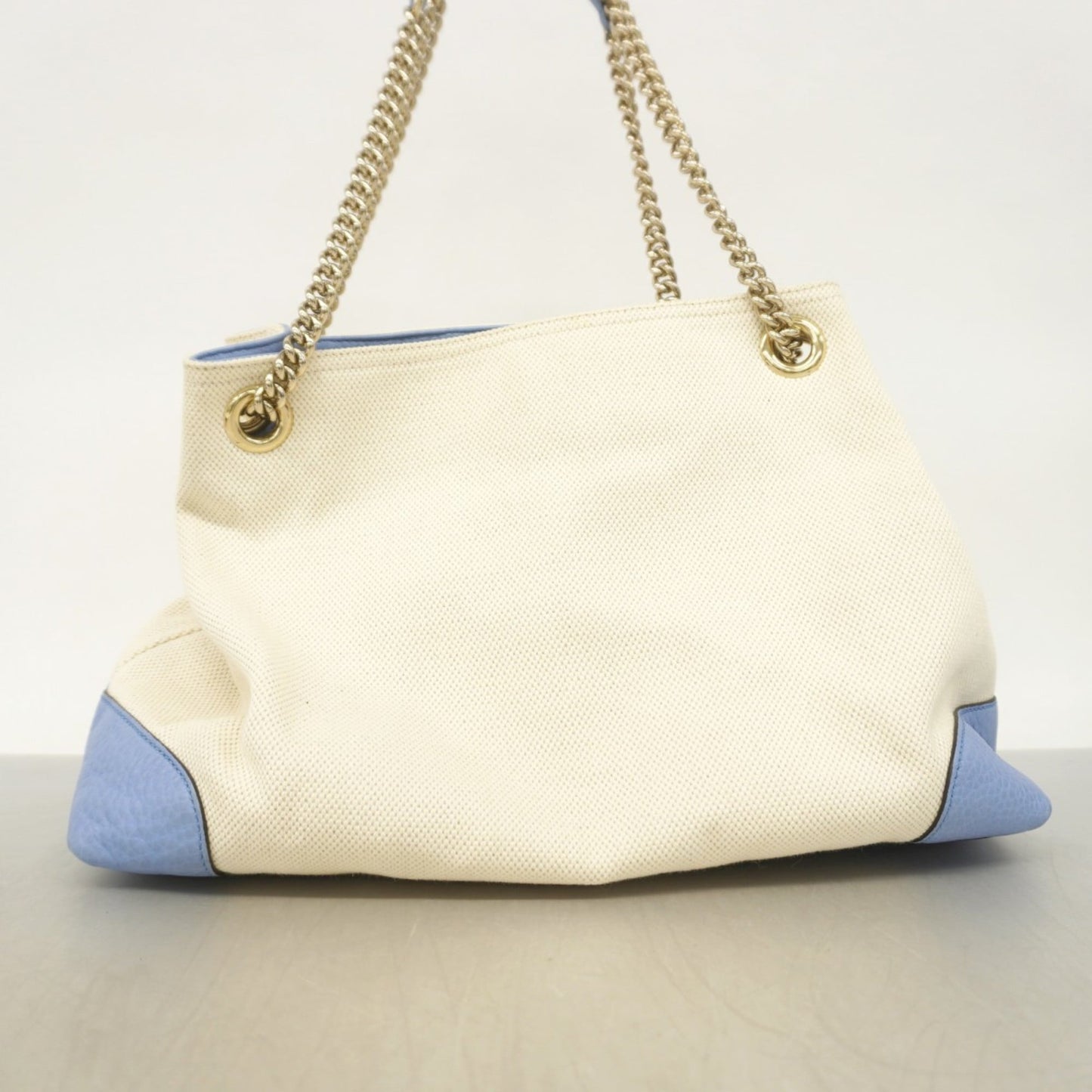 Gucci Beige Sky Blue Canvas Tote Bag ( )