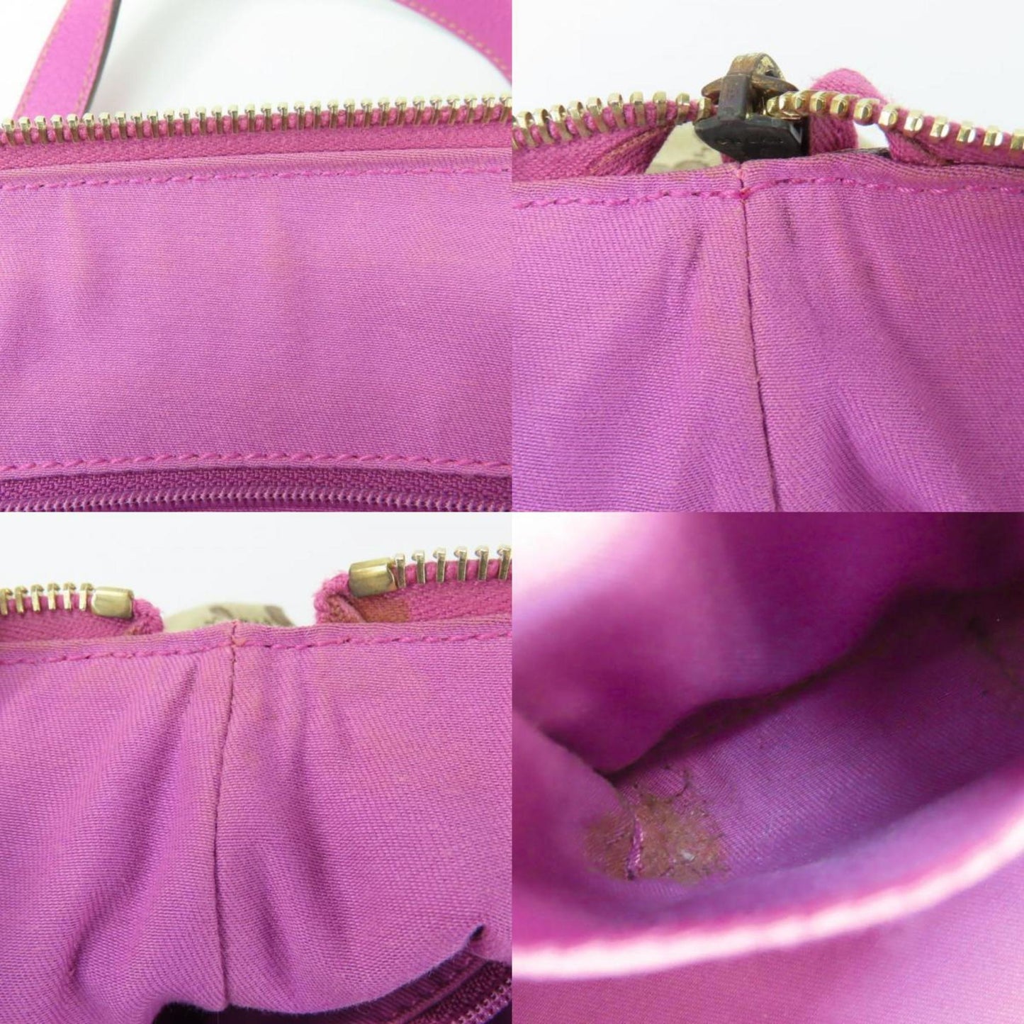 Gucci Gg Canvas Beige Purple Gg Canvas Leather Handbag ( )
