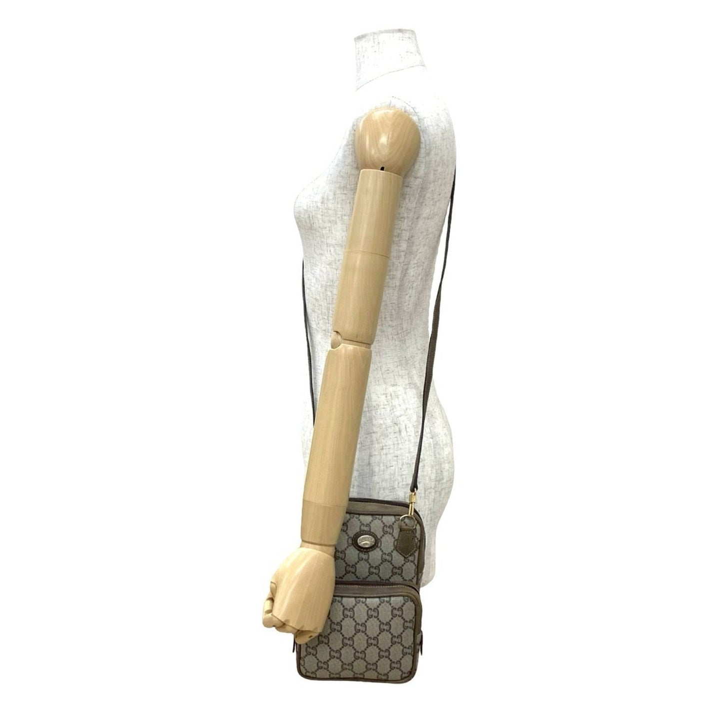 Gucci Brown Leather Pvc Pochette Shoulder Bag ( )