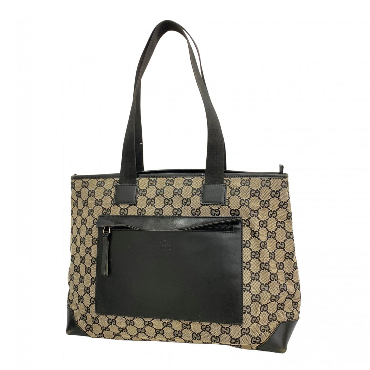 Gucci Beige Black Canvas Tote Bag ( )