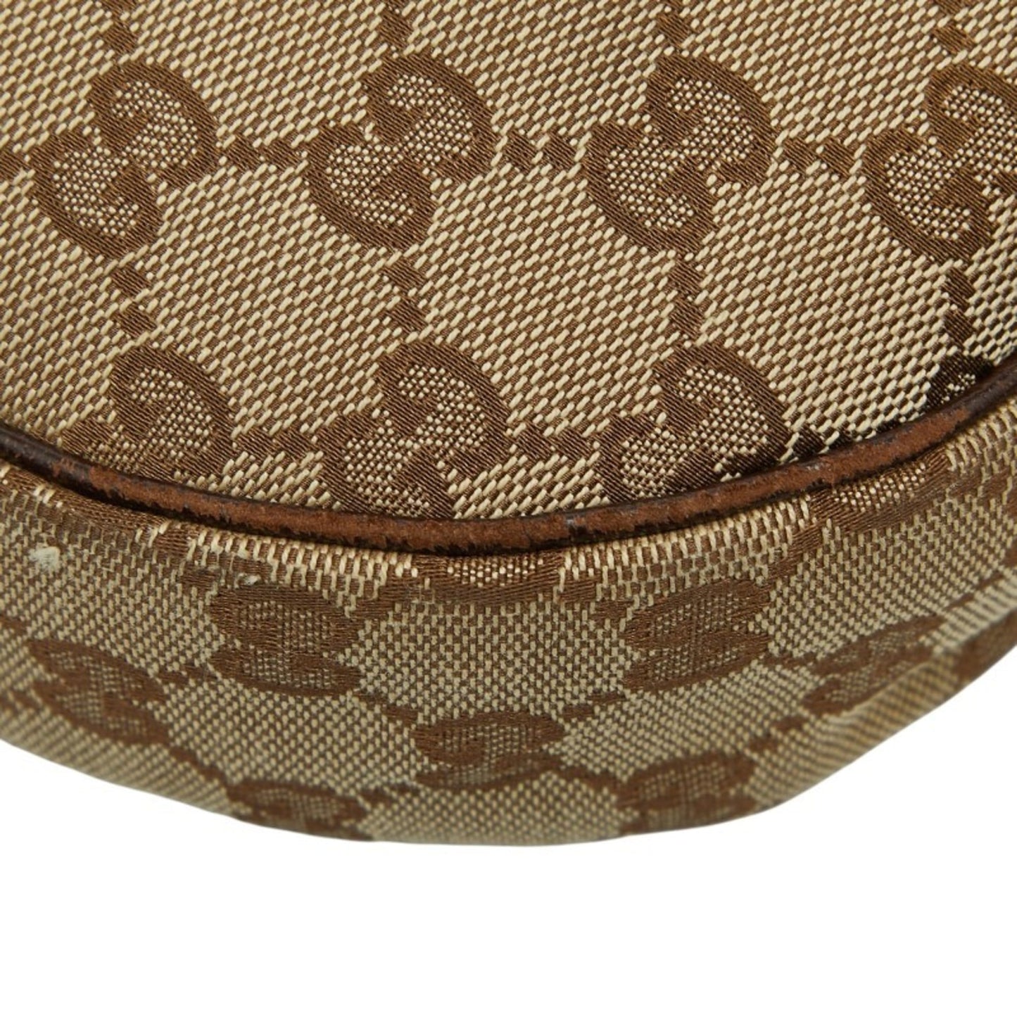 Gucci Beige Brown Canvas Leather Shoulder Bag ( )