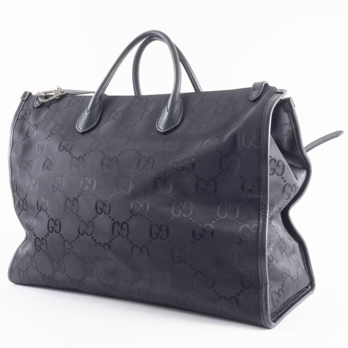 Gucci Black Nylon Leather Tote Bag ( )