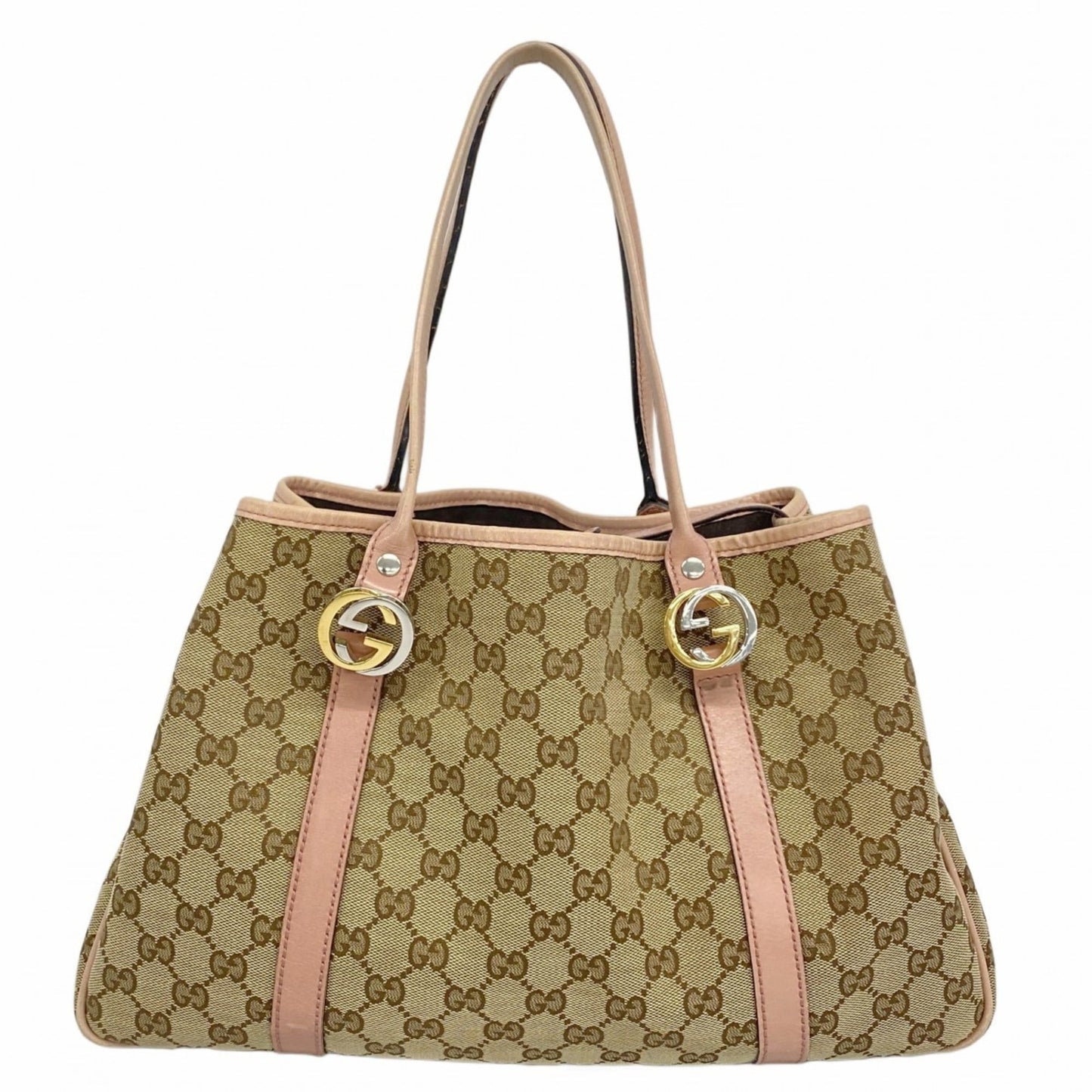 Gucci Beige Pink Canvas Tote Bag ( )