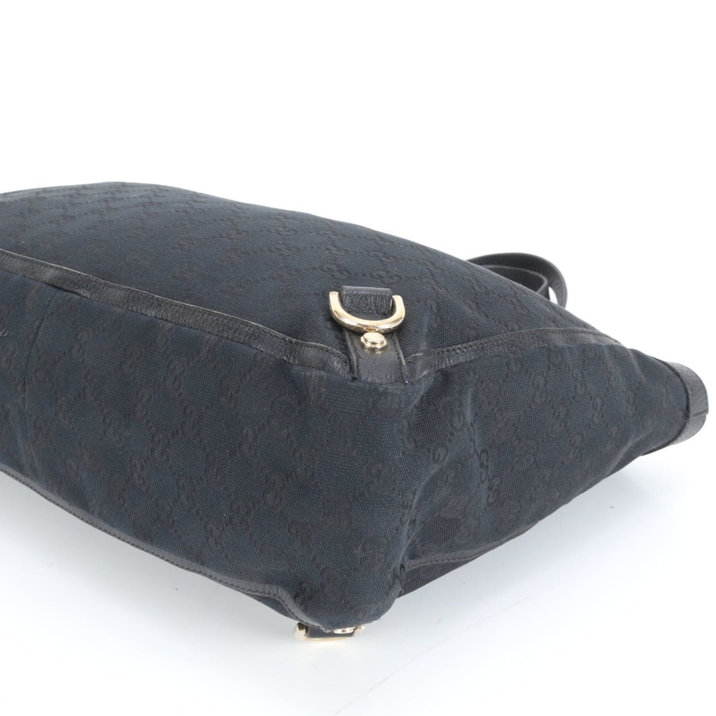Gucci Black Leather Canvas Tote Bag ( )