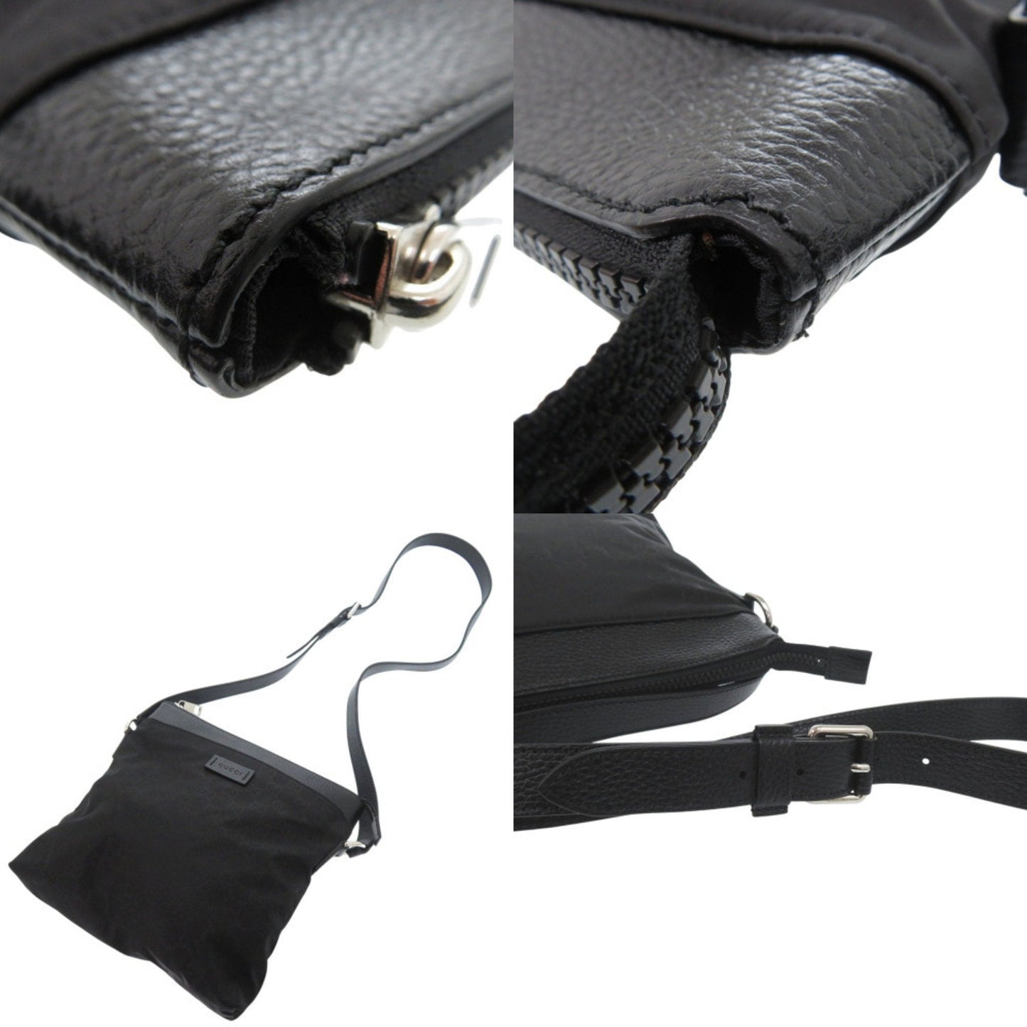 Gucci Black Leather Nylon Shoulder Bag ( )