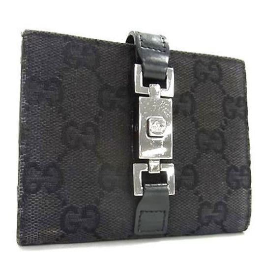 Gucci Black Gg Canvas Leather Wallet (Bi-Fold) ( )