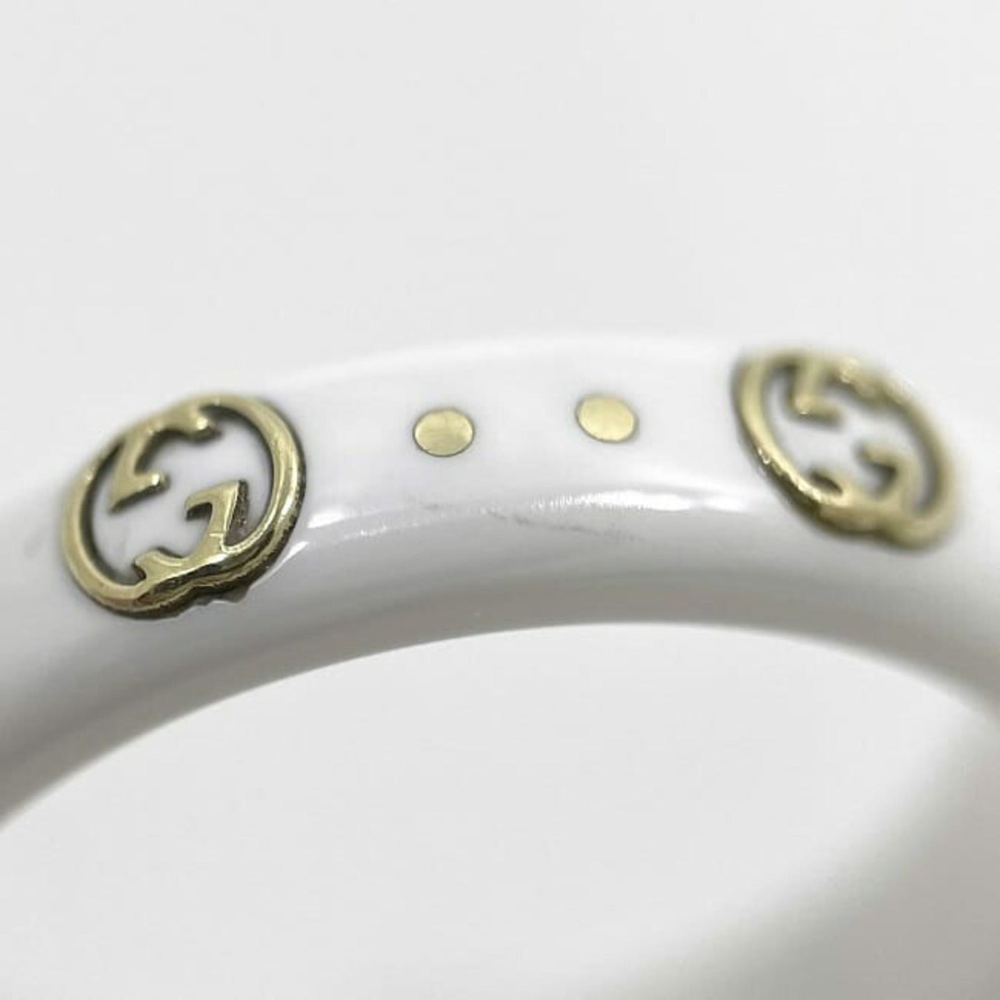 Gucci White Yellow Gold Ceramic Yellow Gold (18K) Band Ring ( )