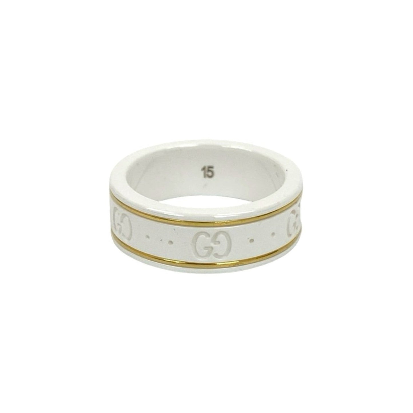 Gucci Gold White Ceramic Band Ring ( )