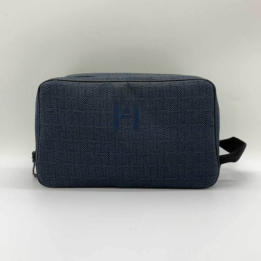 Hermes Navy Toile Chevron Clutch Bag Pouch ( )