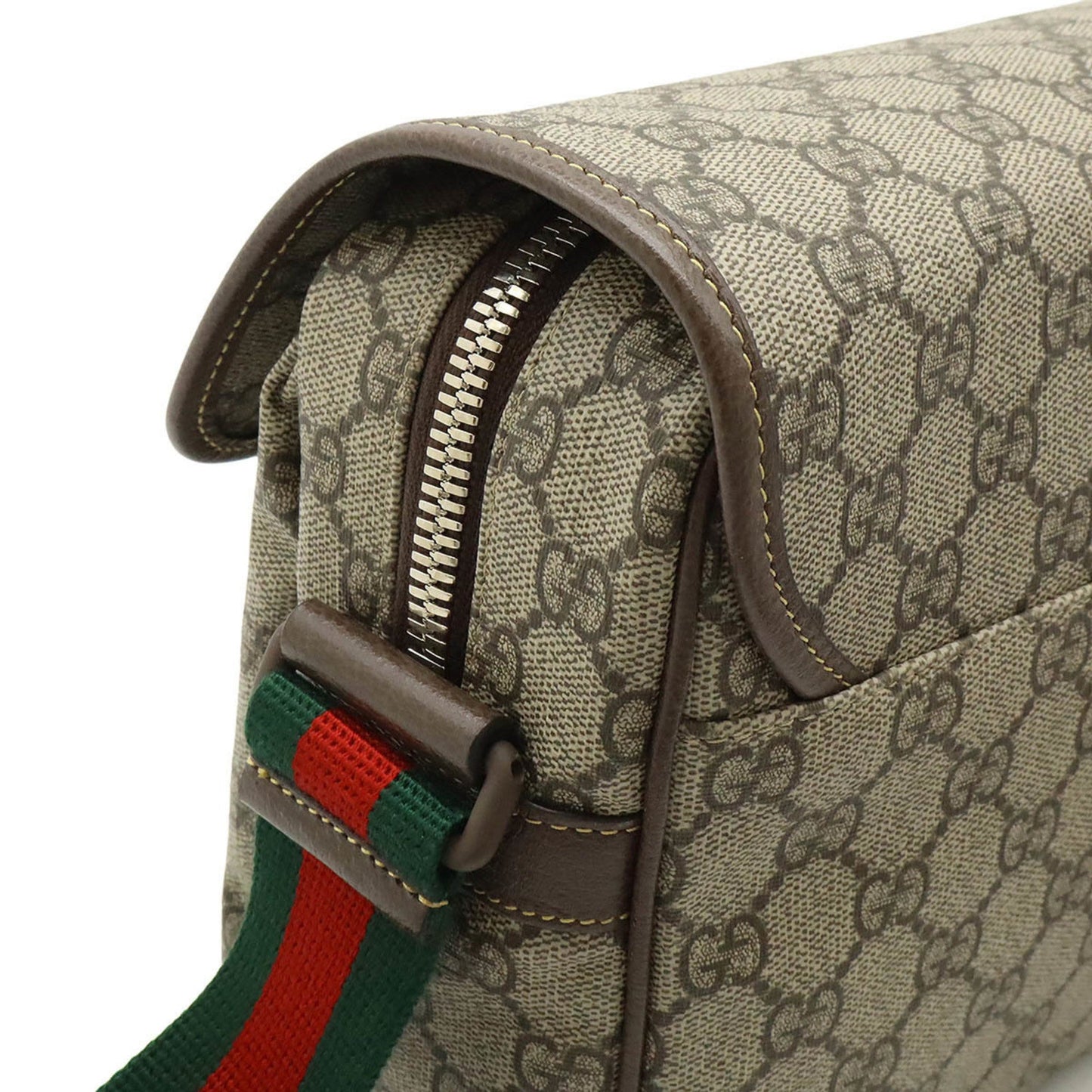 Gucci Beige Brown Green Red Color Pvc Leather Shoulder Bag ( )