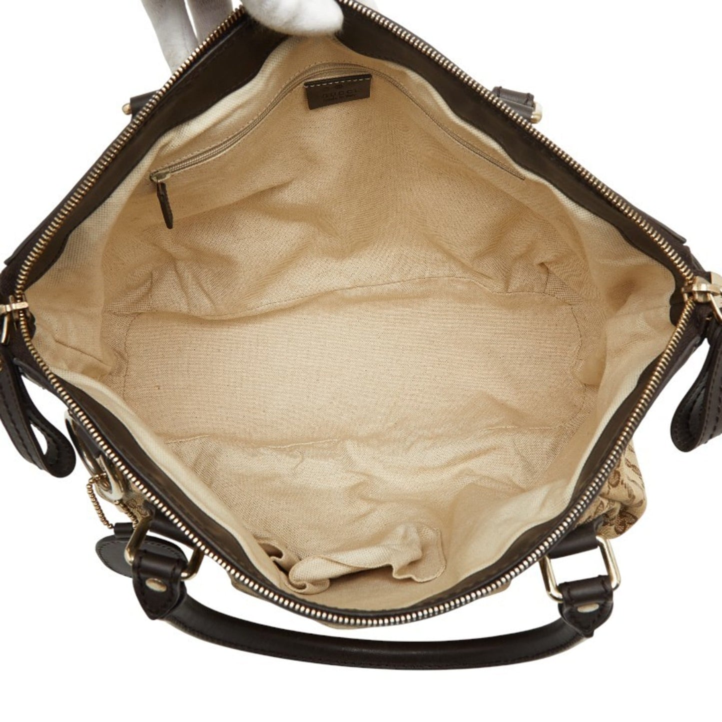 Gucci Beige Brown Canvas Leather Handbag Shoulder Bag ( )