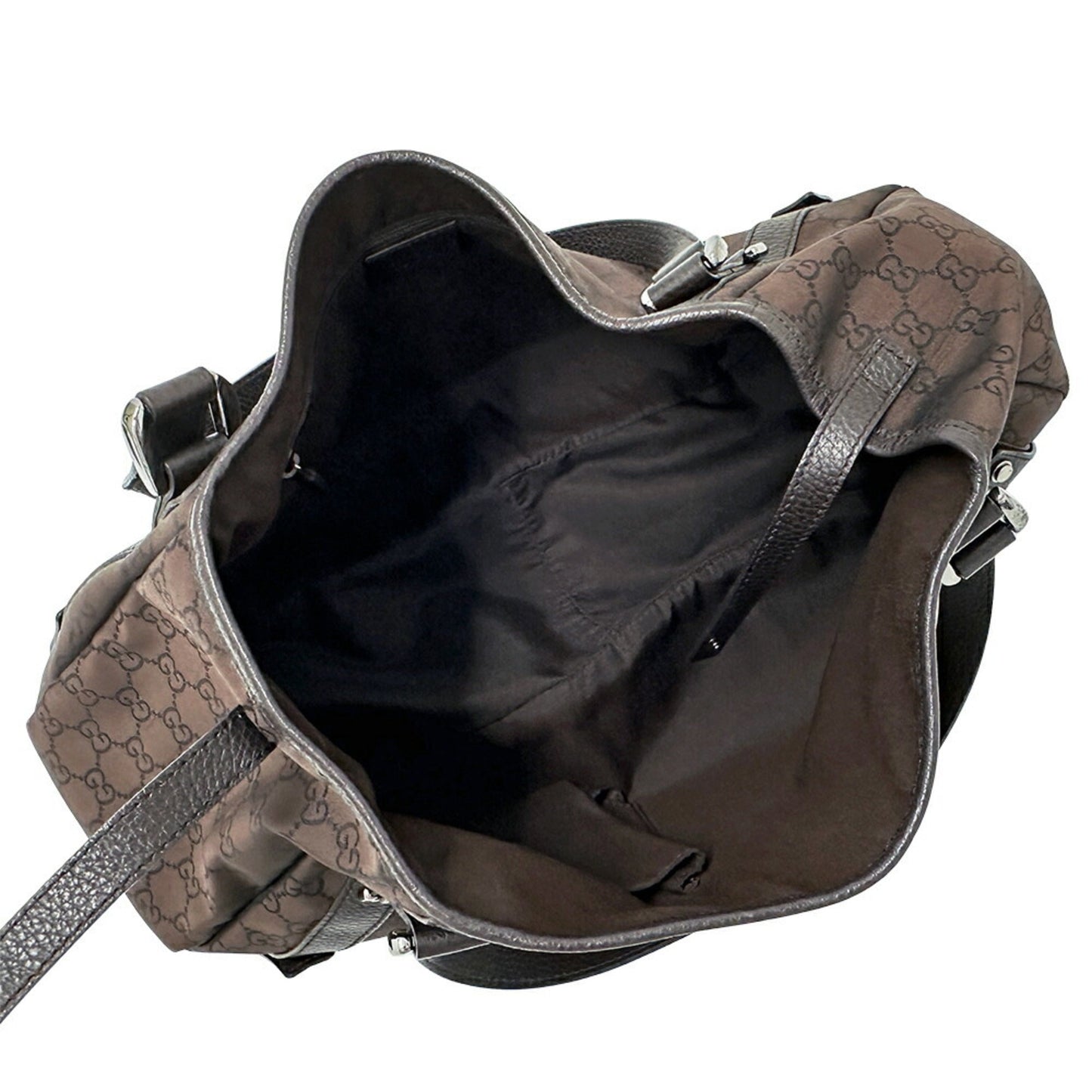 Gucci Abbey Dark Brown Nylon Shoulder Bag Tote Bag ( )