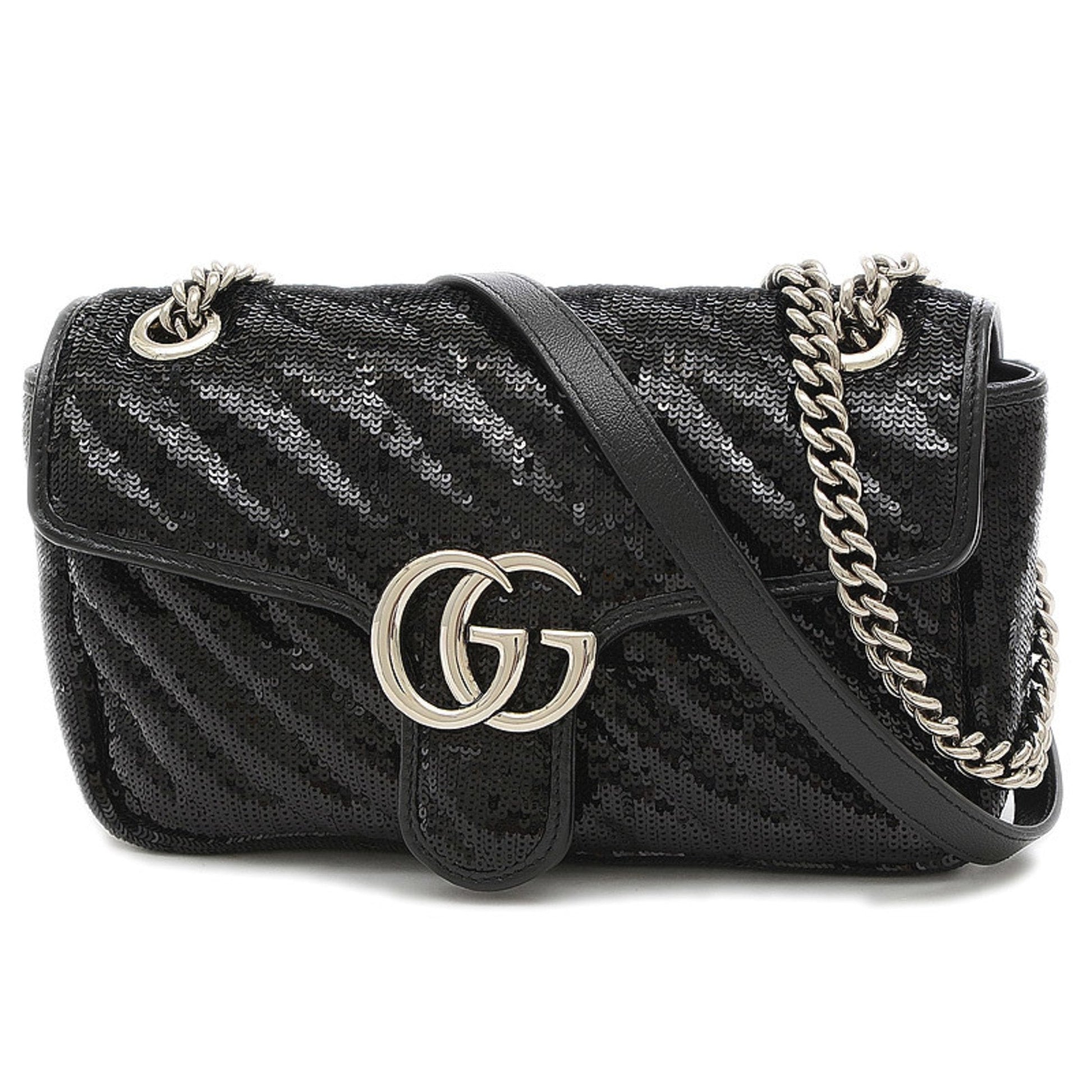Gucci GG Marmont Black Leather Shoulder Bag Style 4