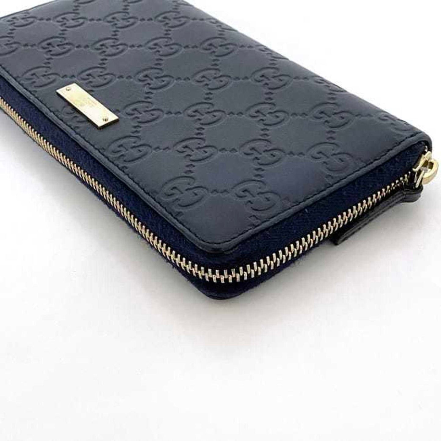 Gucci Navy Leather Long Wallet (Bi-Fold) ( )