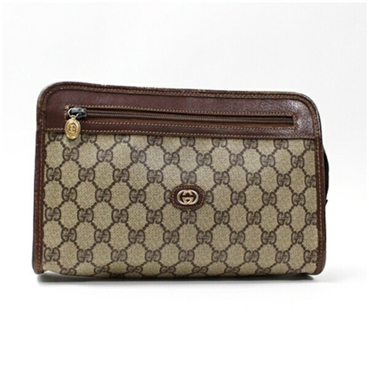 Gucci Beige Brown Pvc Leather Clutch Bag ( )