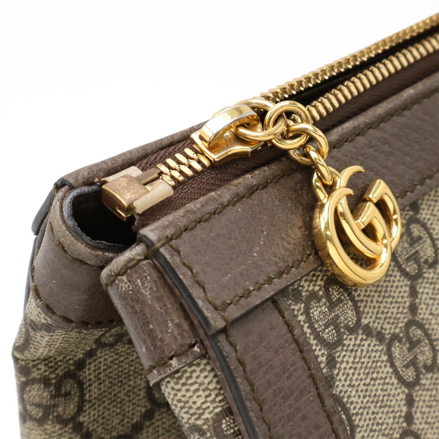 Gucci Beige Brown Green Red Color Pvc Leather Handbag Shoulder Bag Tote Bag ( )