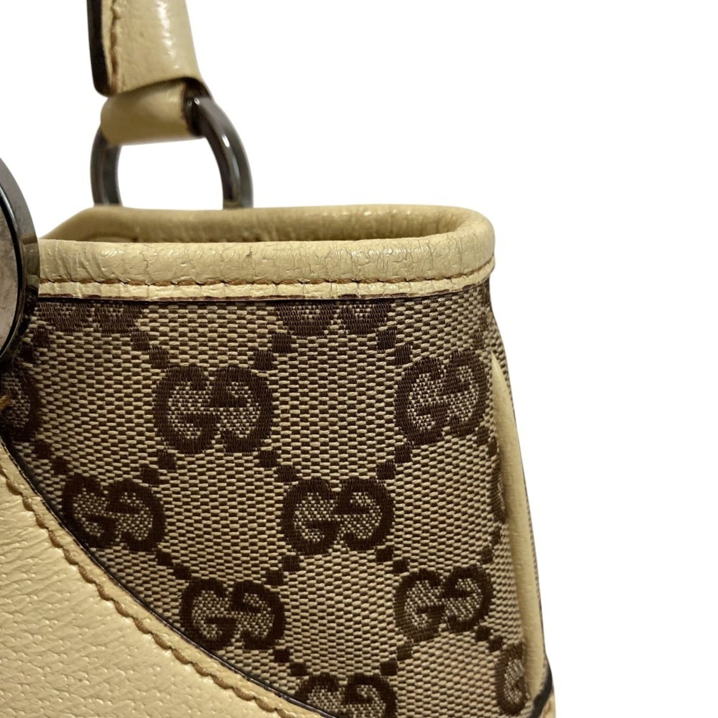 Gucci Beige Gg Canvas Leather Handbag ( )