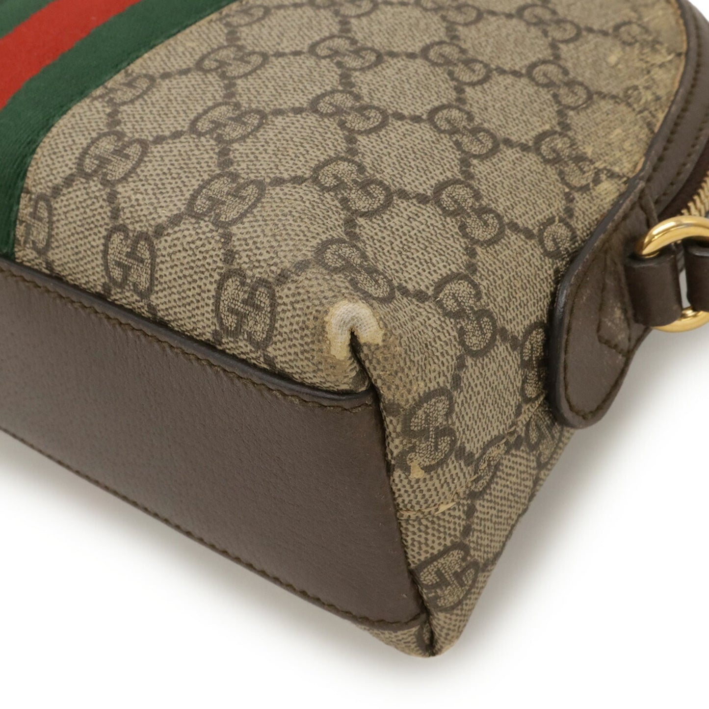 Gucci Sherry Line Beige Green Red Color Gg Supreme Leather Pochette Shoulder Bag ( )