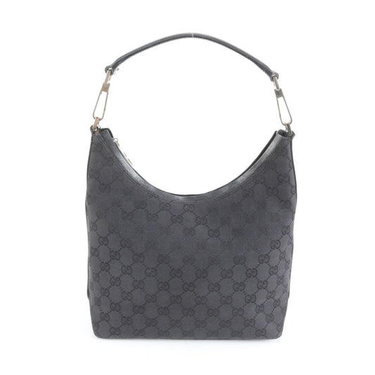 Gucci Black Leather Canvas Shoulder Bag ( )
