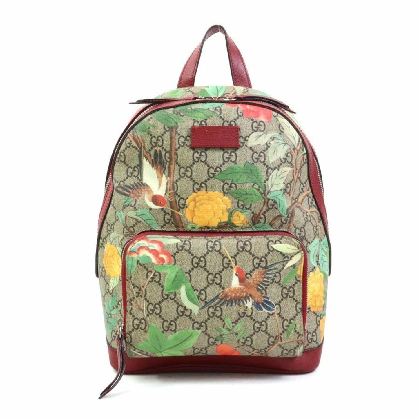 Gucci Beige Brown Multi-Color Red Color Gg Supreme Canvas Leather Backpack ( )