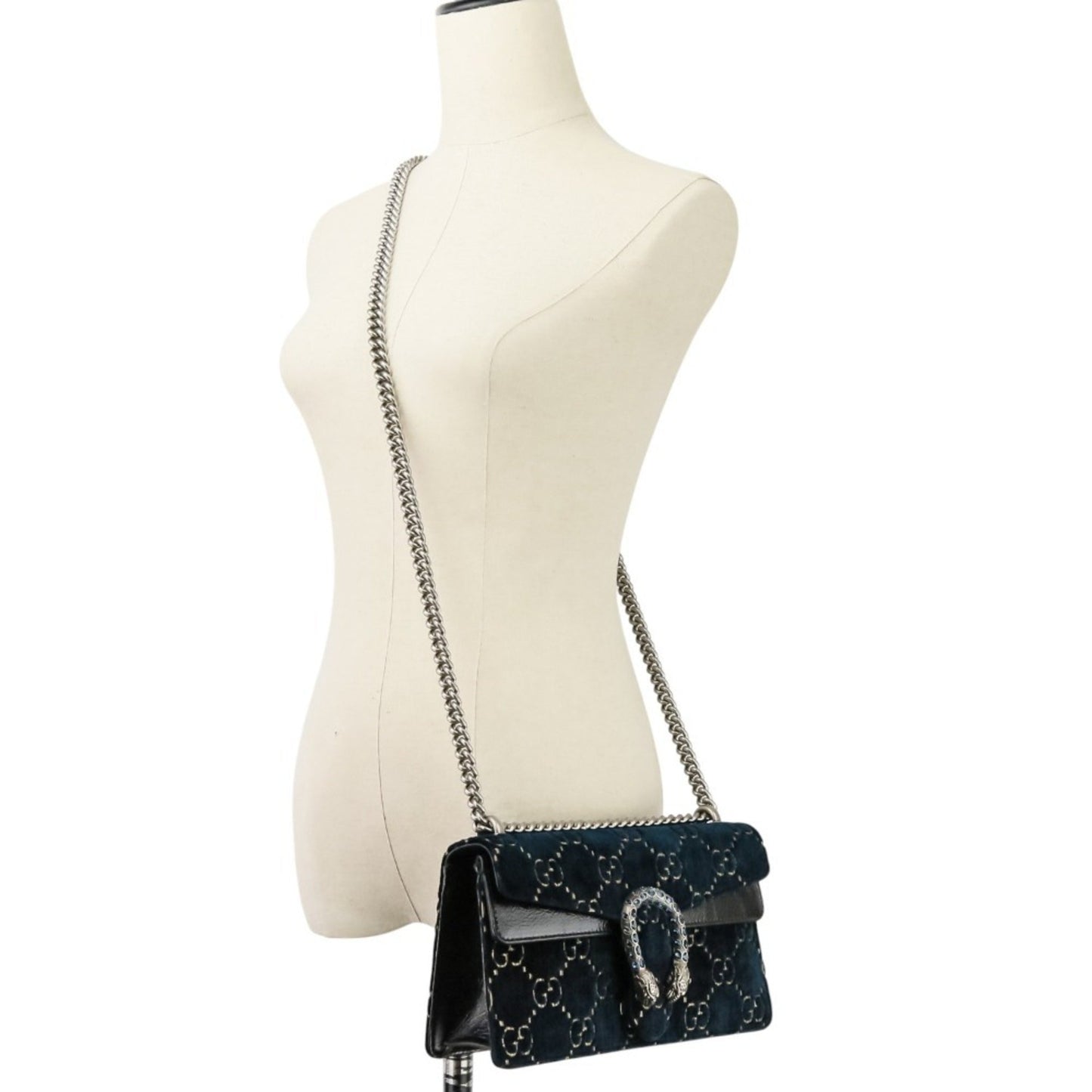 Gucci Navy Velvet Shoulder Bag ( )