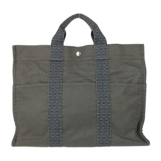 Hermes Gray Canvas Handbag Tote Bag ( )