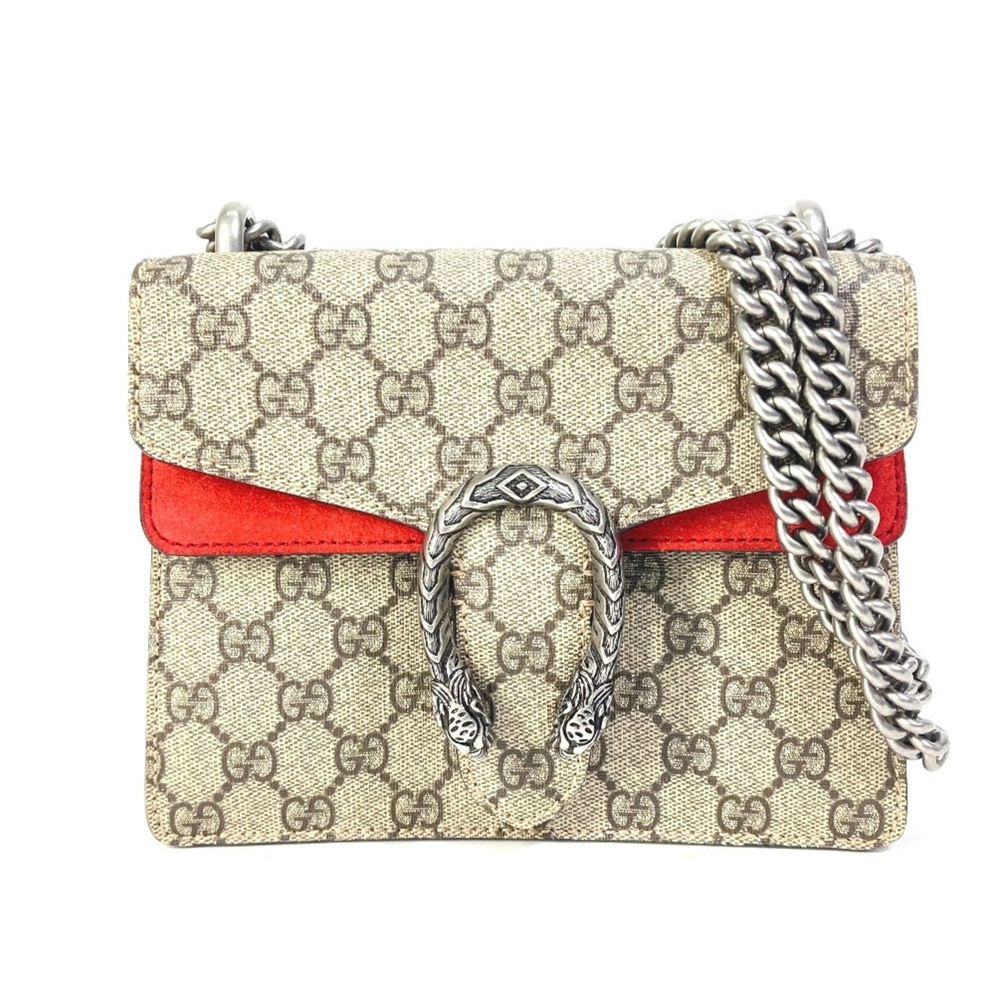 Gucci Beige Red Color Gg Supreme Shoulder Bag ( )