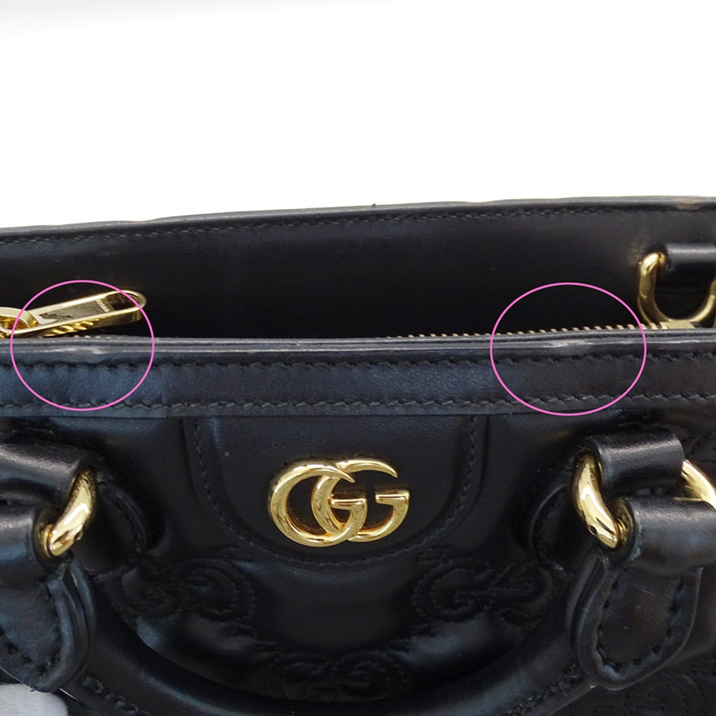 Gucci Black Leather Handbag Shoulder Bag ( )