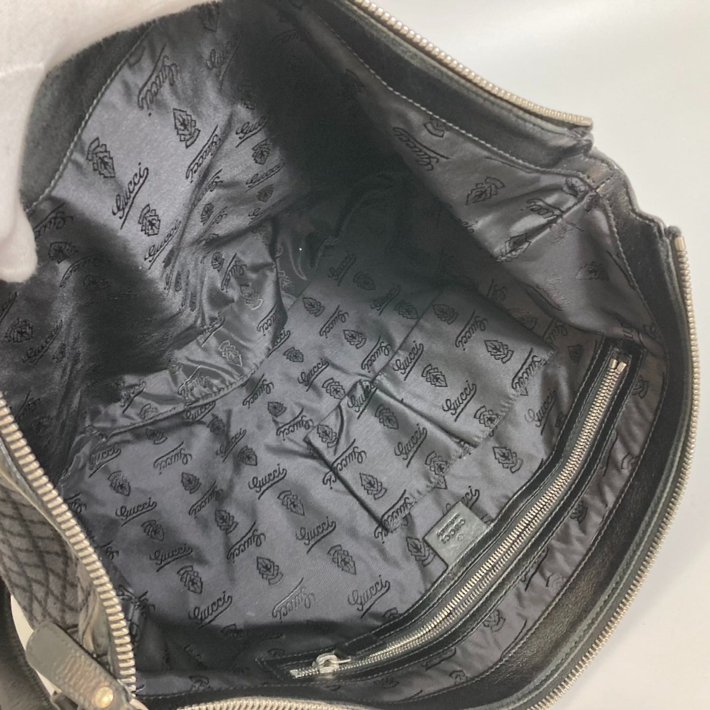 Gucci Diamante Black Gray Canvas Shoulder Bag ( )