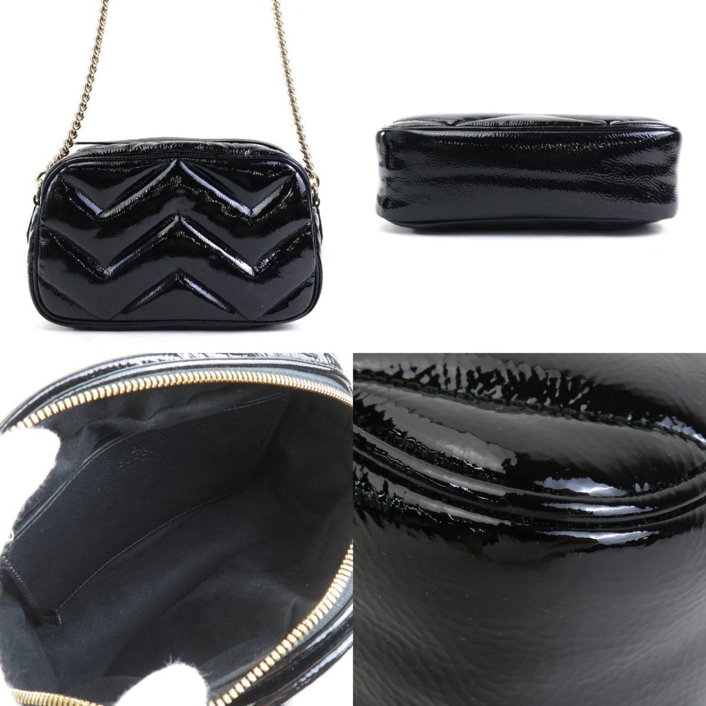 Gucci Black Patent Leather Shoulder Bag ( )