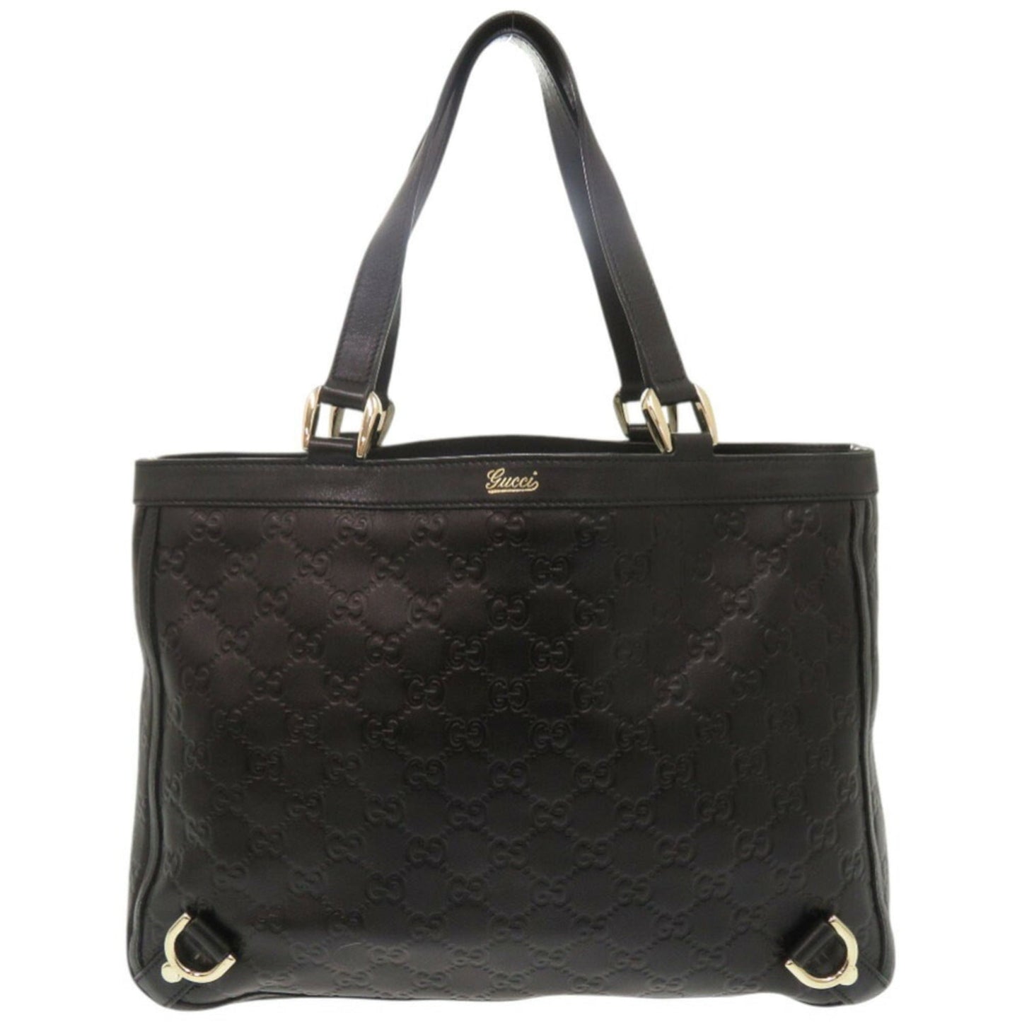 Gucci Black Leather Handbag Tote Bag ( )