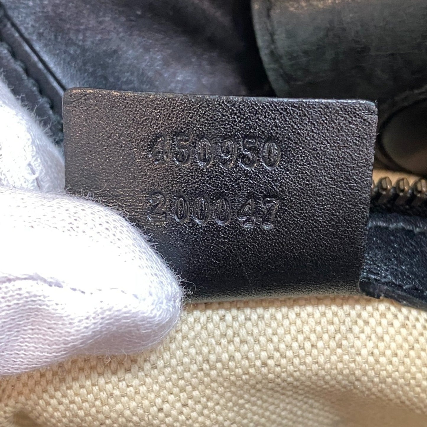 Gucci Beige Black Pvc Leather Tote Bag ( )