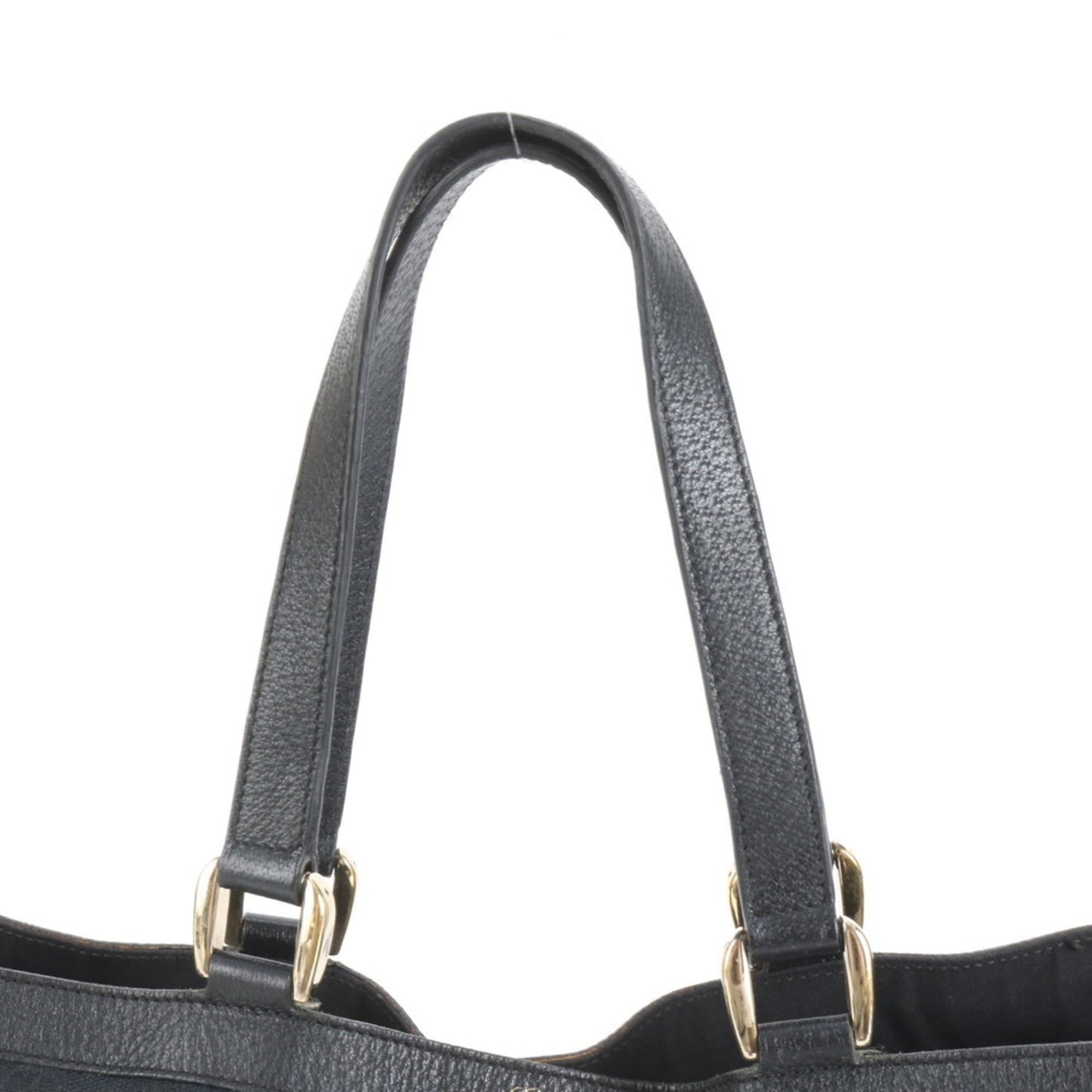 Gucci Black Leather Canvas Tote Bag ( )