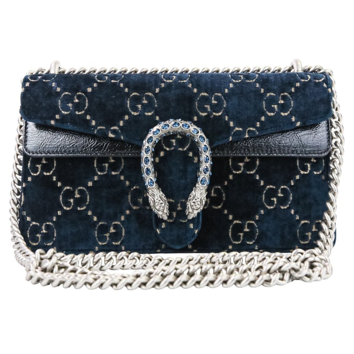 Gucci Navy Velvet Shoulder Bag ( )
