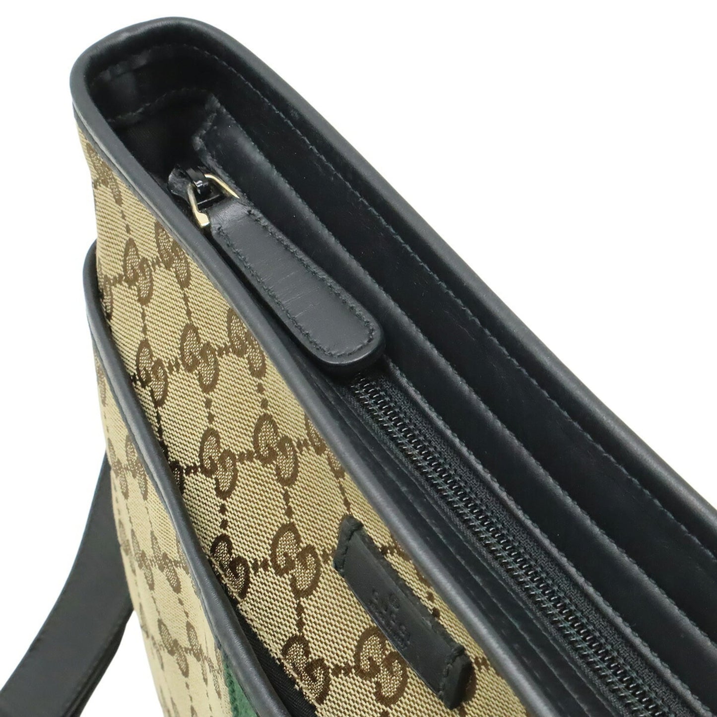 Gucci Gg Canvas Beige Black Green Khaki Red Color Gg Canvas Leather Shoulder Bag ( )
