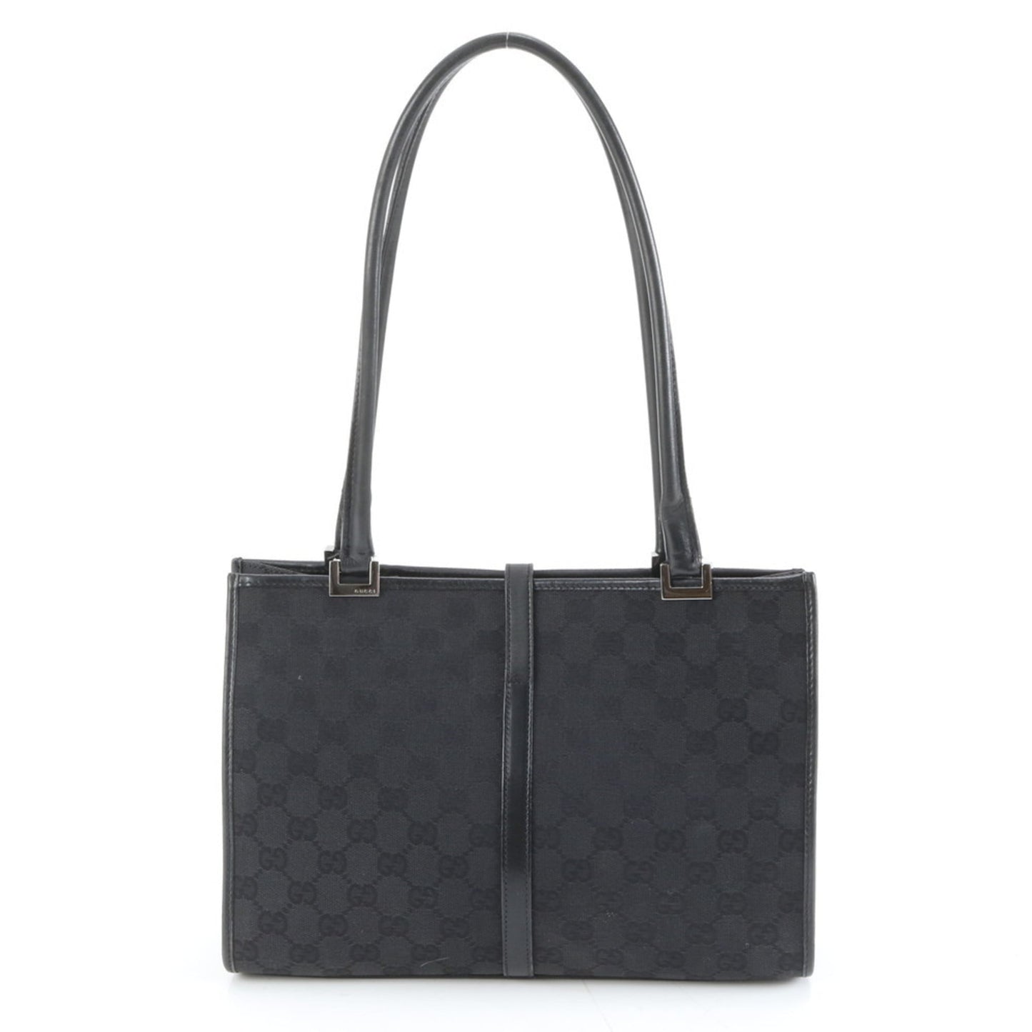 Gucci Black Leather Canvas Tote Bag ( )