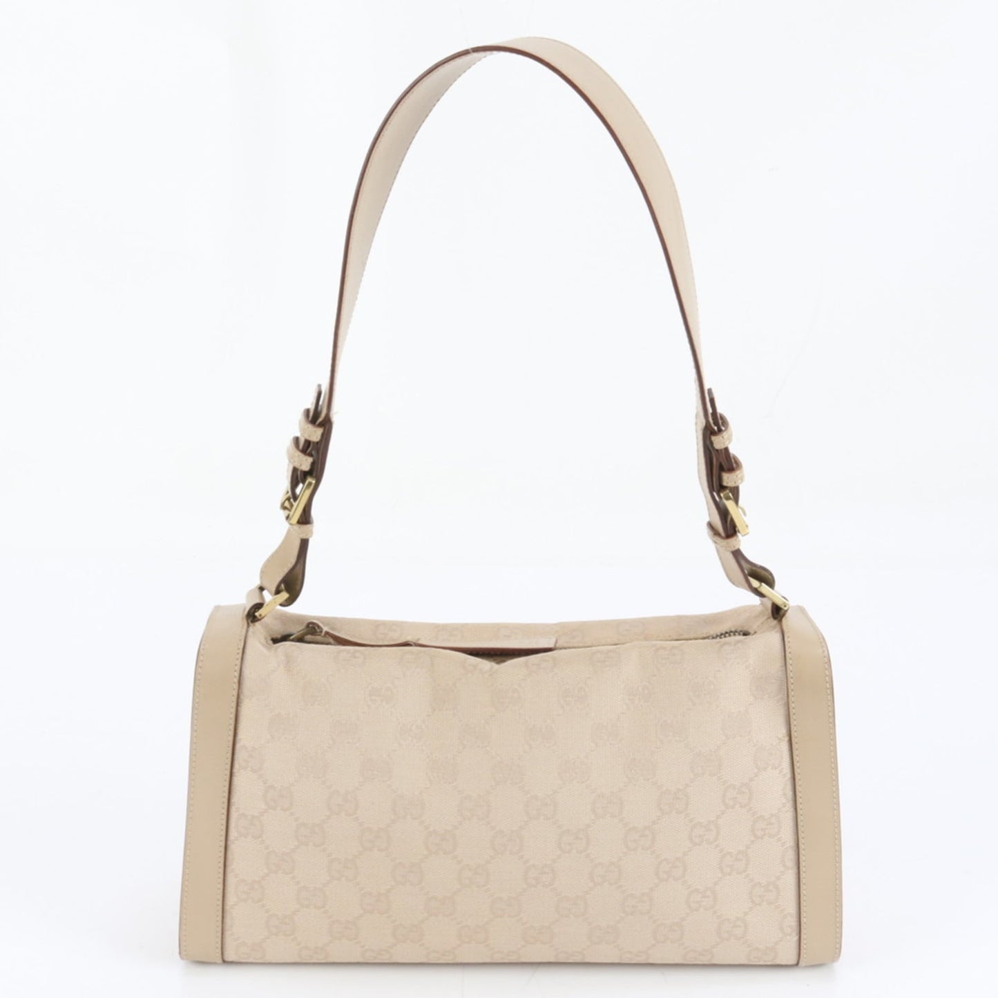 Gucci Beige Leather Canvas Shoulder Bag ( )