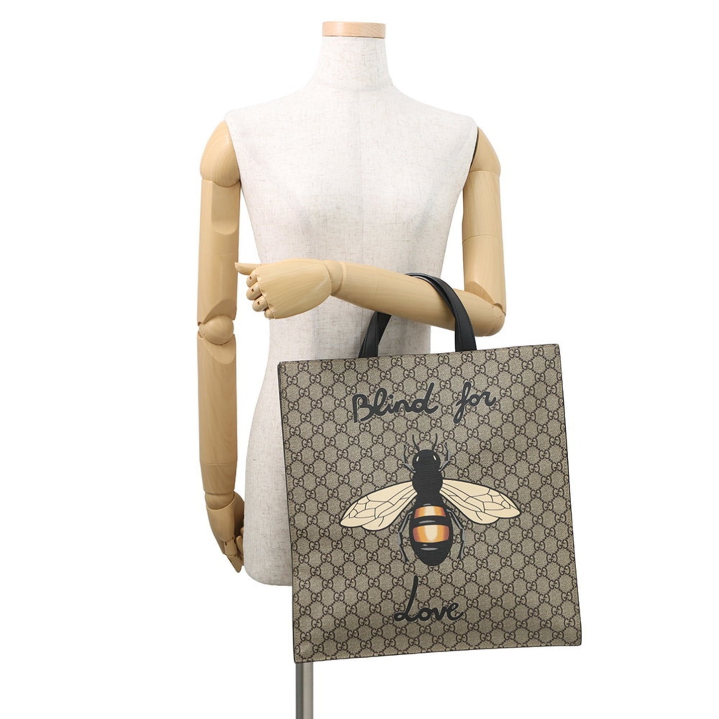 Gucci Beige Black Gg Supreme Leather Tote Bag ( )