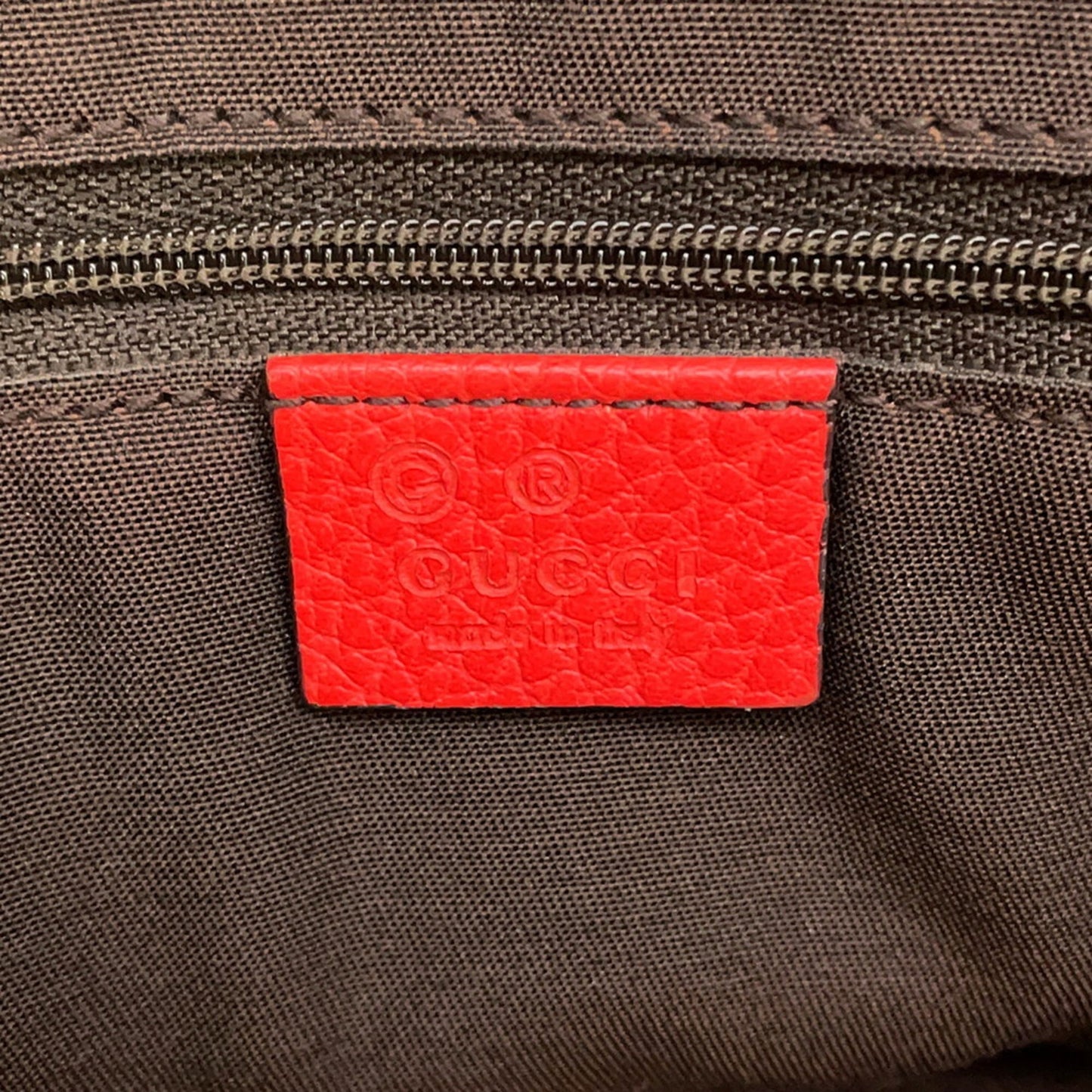 Gucci Red Brown Leather Shoulder Bag Tote Bag ( )