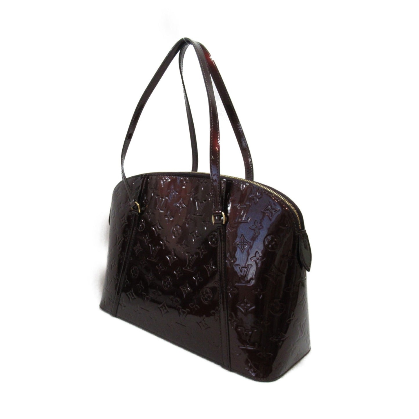 LOUIS VUITTON Avalon Zip Shoulder Bag Brown Amarrant enamel